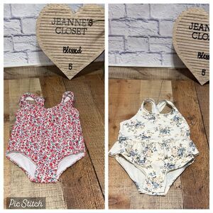 2 Carter’s Little Planet floral Patterned One Piece Bathing Suit bundle 24 M